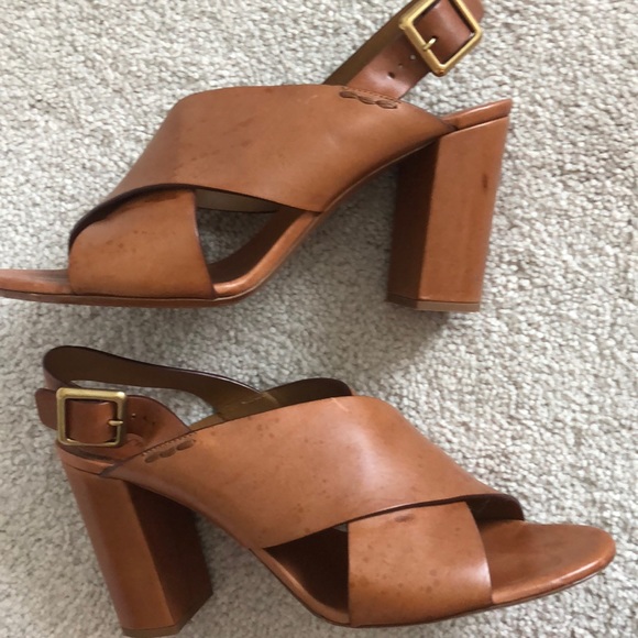 Chloe Brown Leather Stacked Heel Sandal - Picture 6 of 8